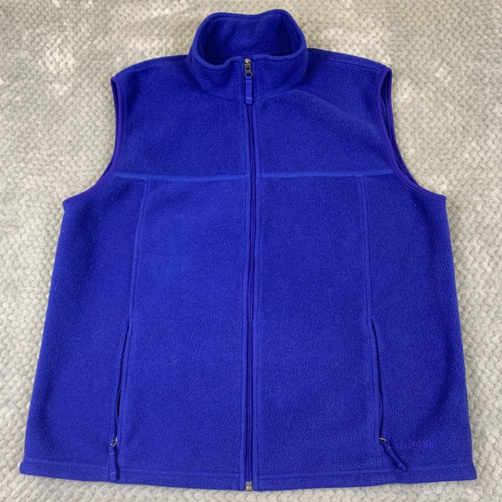 Vintage LL Bean Polartec Fleece Vest Mens L Royal Blue Made USA Full Zip 90s